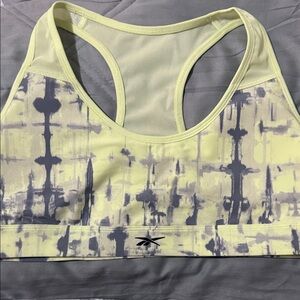 Reebok Women's Patterned Yellow and Gray Sports Bra